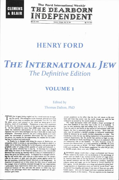 The International Jew (Volume One) by Henry Ford – edited by Thomas Dalton